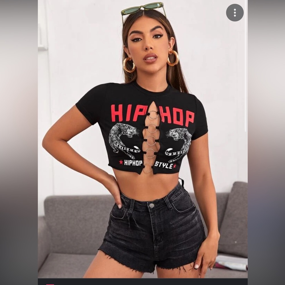 Hip-Hop O-ring Cropped tee